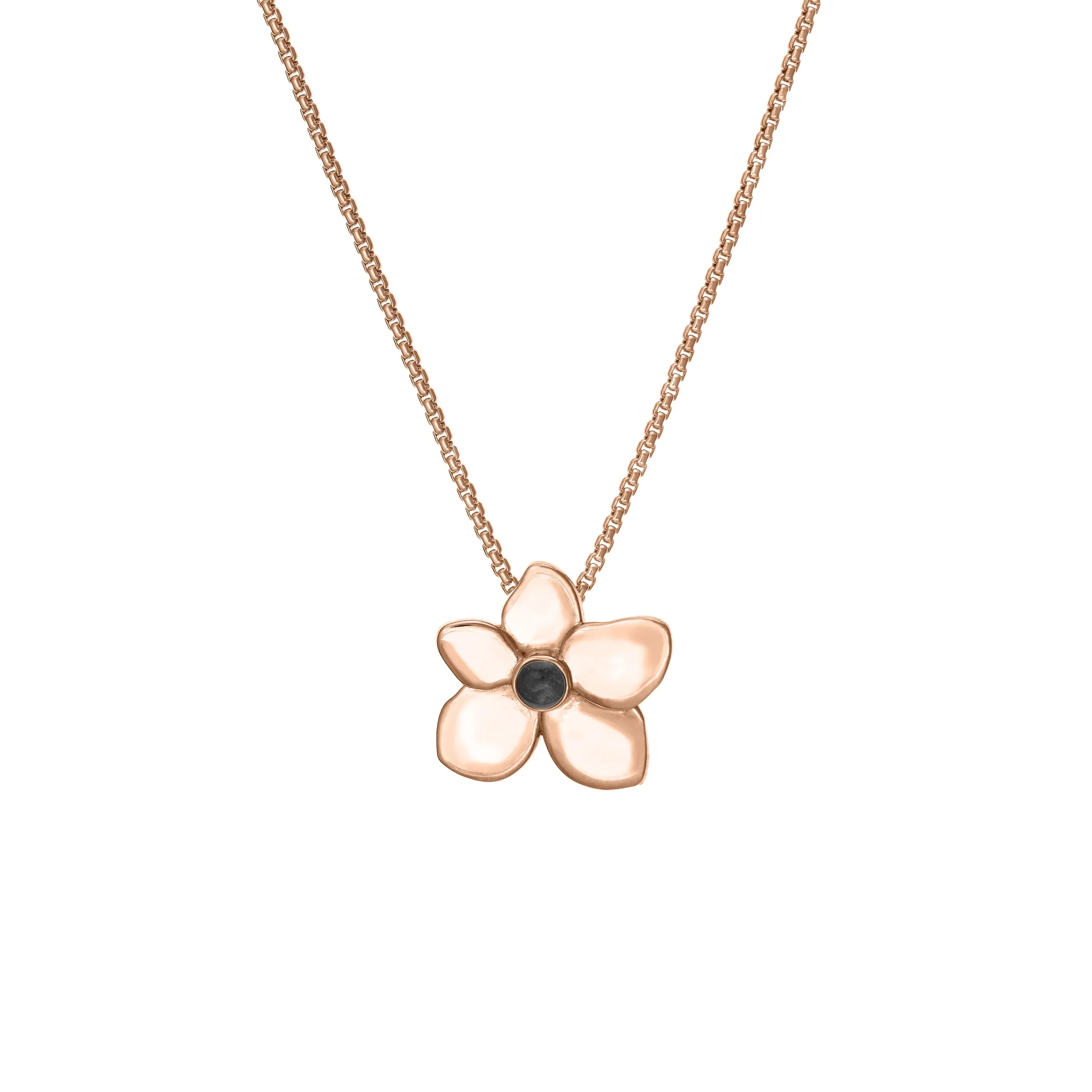 Hydrangea Cremation Necklace in 14K Rose Gold