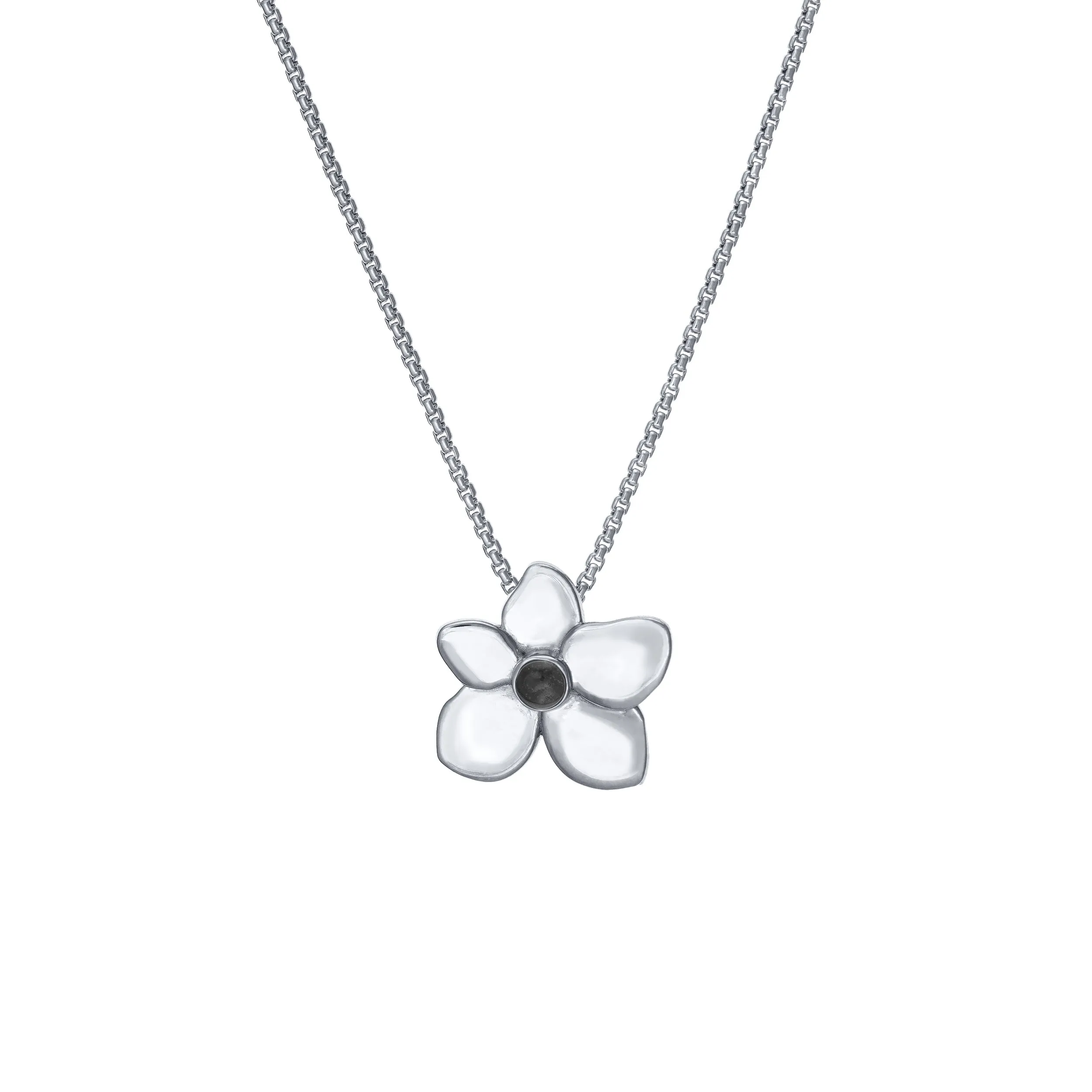 Hydrangea Cremation Necklace in 14K White Gold