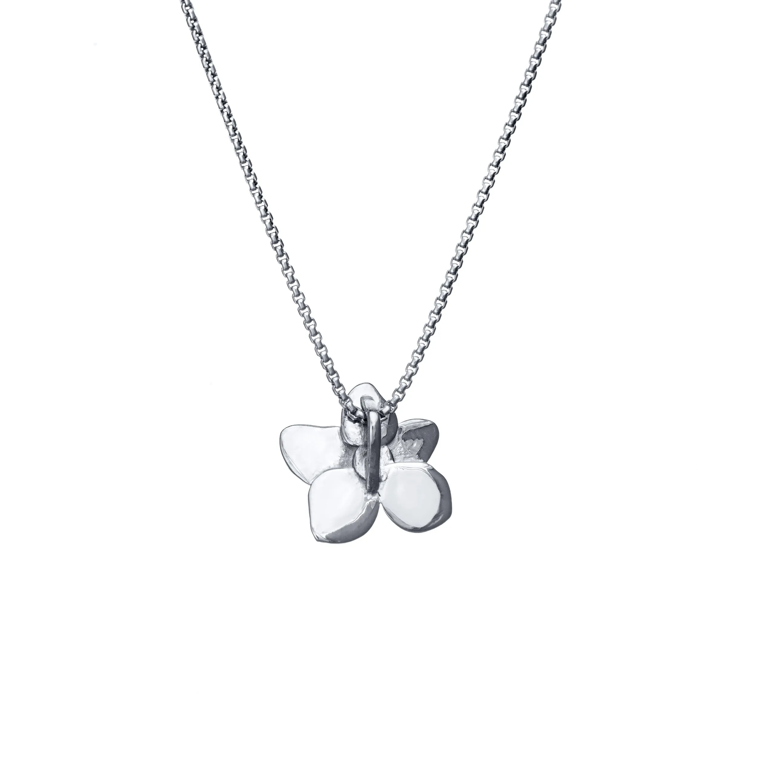 Hydrangea Cremation Necklace in 14K White Gold