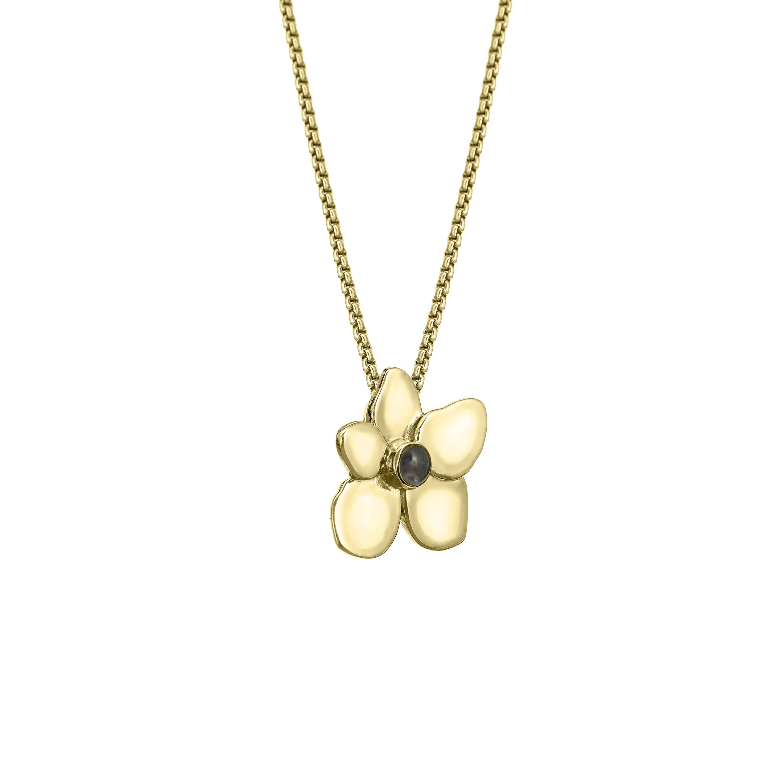 Hydrangea Cremation Necklace in 14K Yellow Gold