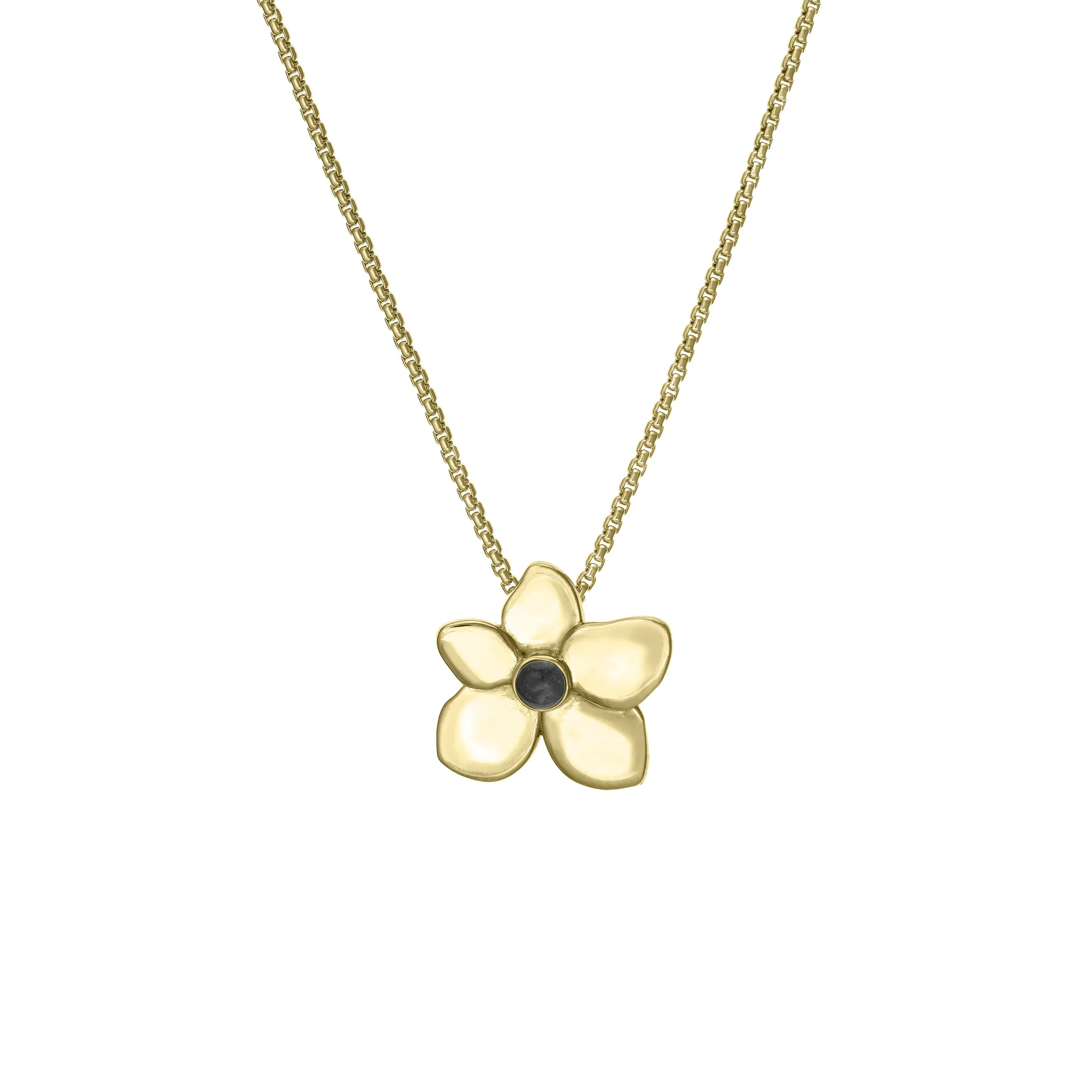 Hydrangea Cremation Necklace in 14K Yellow Gold