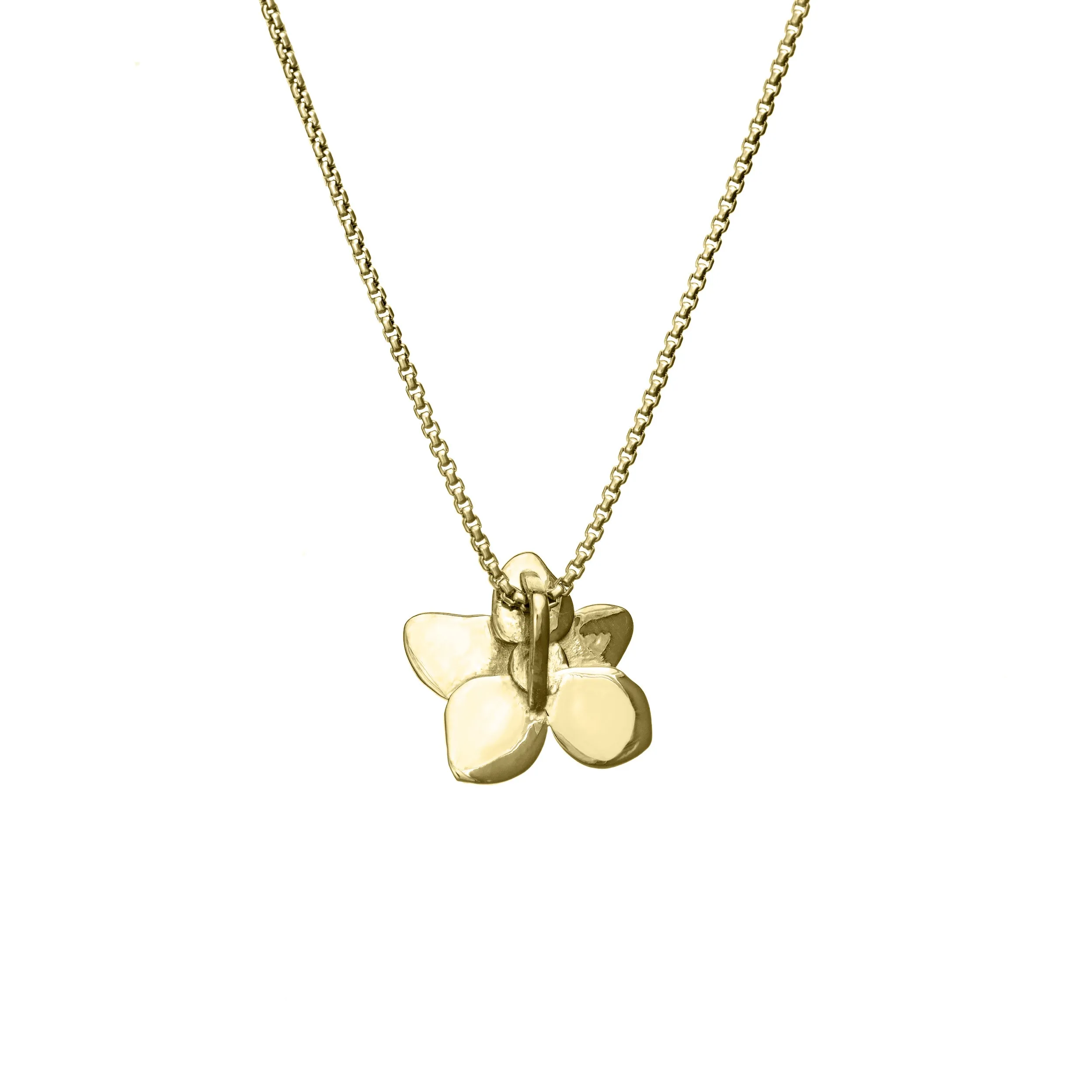 Hydrangea Cremation Necklace in 14K Yellow Gold