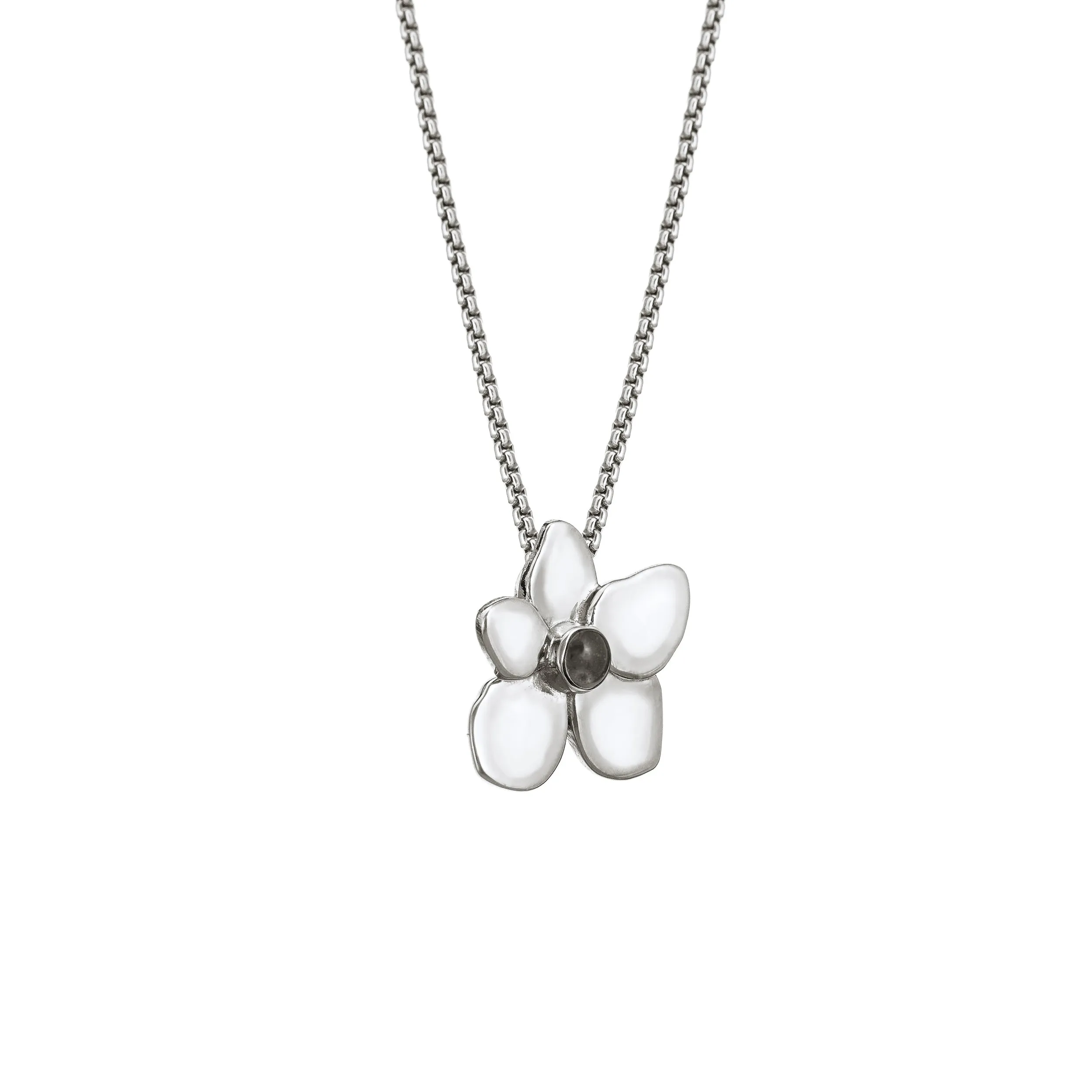 Hydrangea Cremation Necklace in Sterling Silver