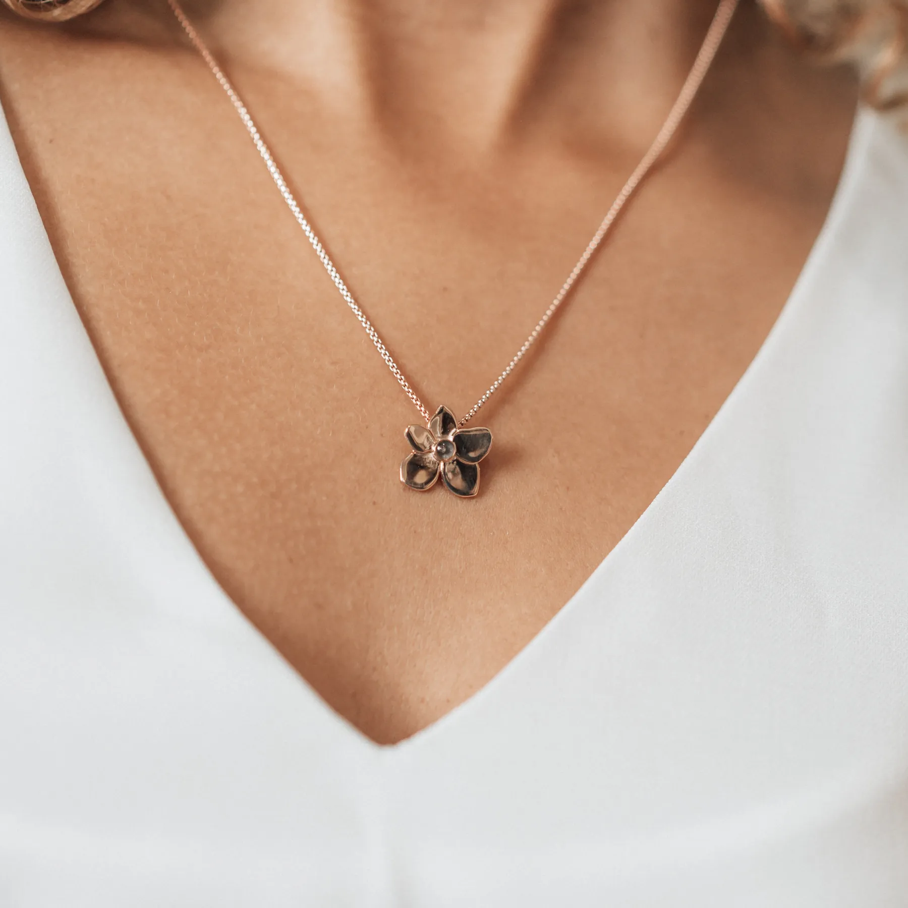 Hydrangea Cremation Necklace in Sterling Silver