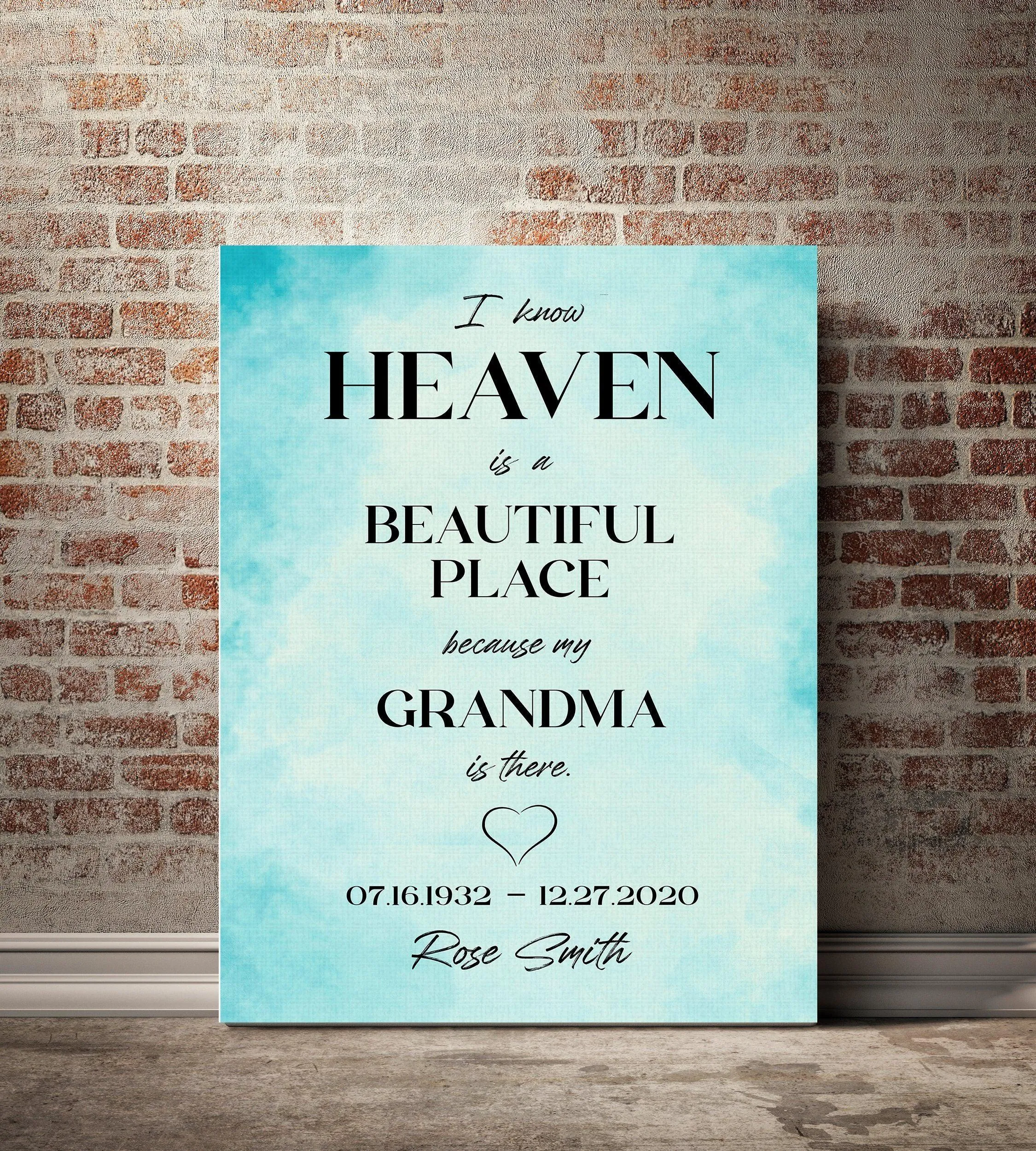 I Know Heaven Personalized Premium Memorial Canvas
