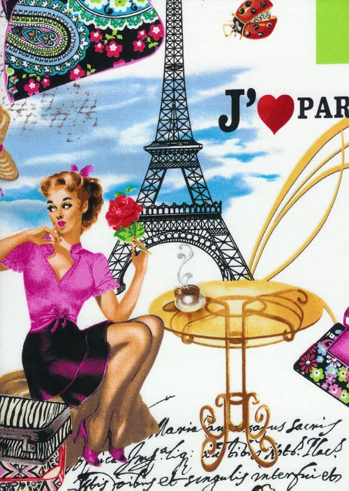 I Love Paris in multi by Timeless Treasures