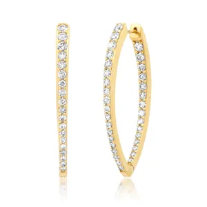 IMPRESSIVE DIAMOND V BOTTOM HOOPS, 14kt GOLD
