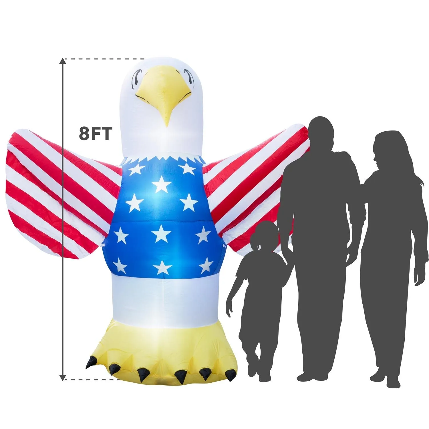 Inflatable 4th of July Bald Eagle Decoration with Built-In Fan and LED Lights