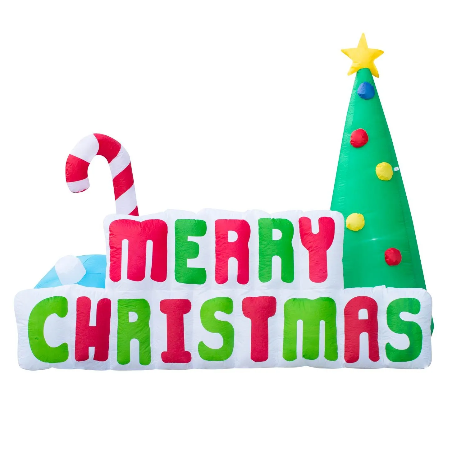 Inflatable Merry Christmas Sign Christmas Decoration with Built in Fan and LED Lights