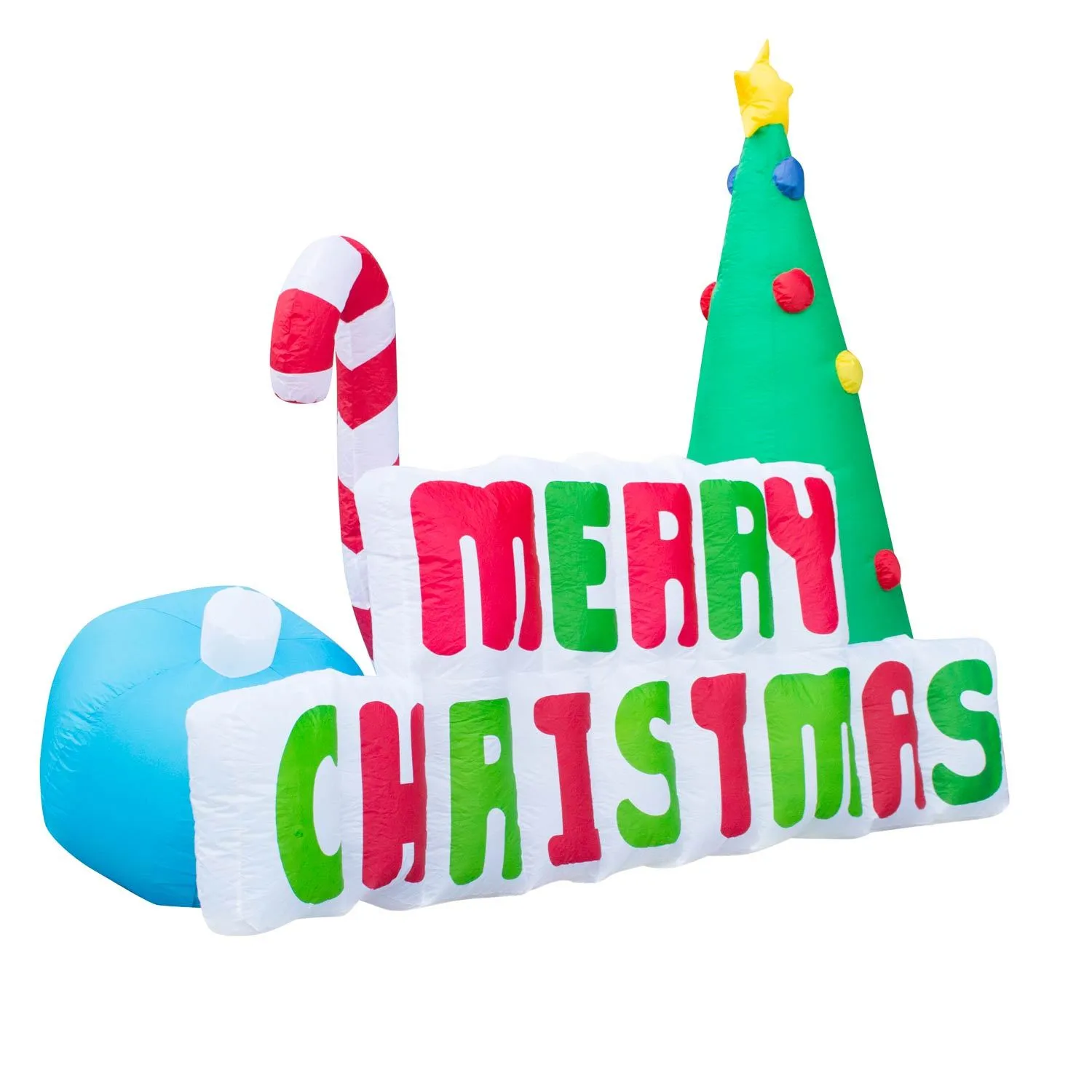 Inflatable Merry Christmas Sign Christmas Decoration with Built in Fan and LED Lights