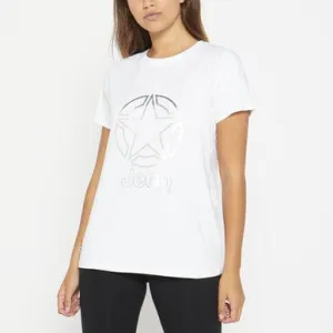 Jeep Ladies  Foil Star T Shirt White