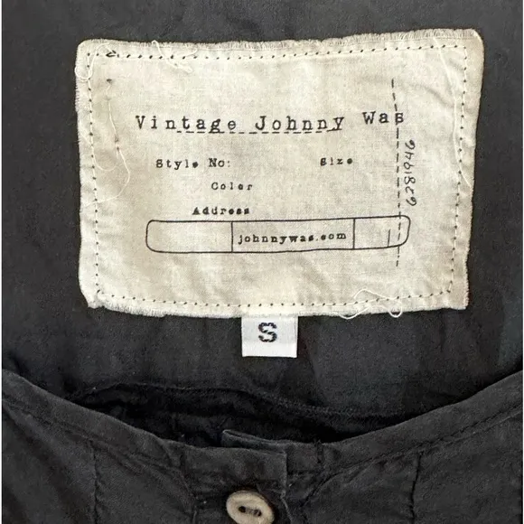 Johnny Was Black Silk eyelet Vintage JW Classics LBD Beach Bohemian Dress SZ S