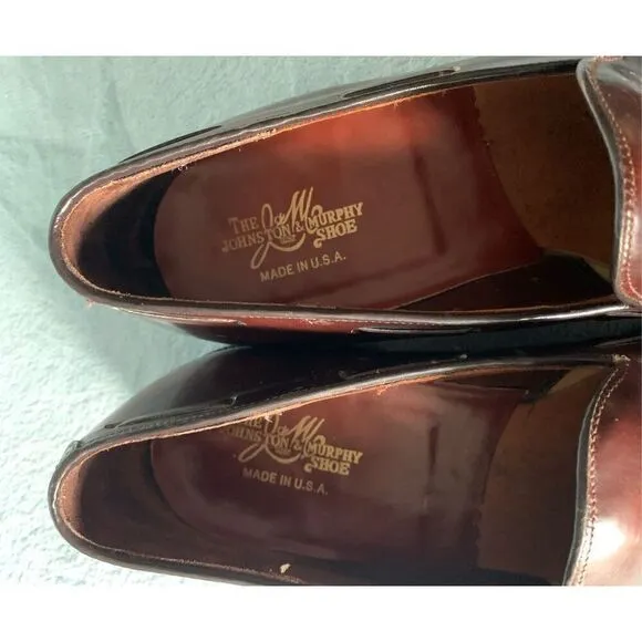 Johnston &amp; Murphy Brown Square Toe TASSLE Leather Dress Shoes mens 9.5 D