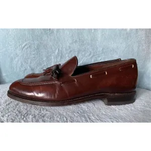 Johnston &amp; Murphy Brown Square Toe TASSLE Leather Dress Shoes mens 9.5 D