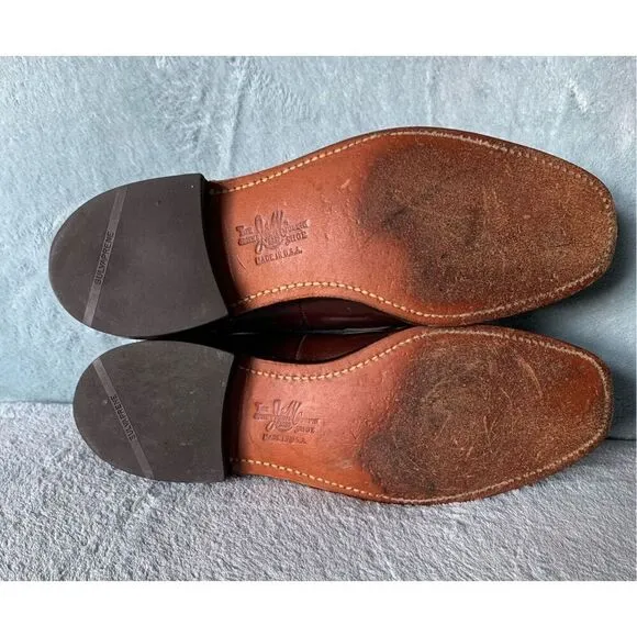 Johnston &amp; Murphy Brown Square Toe TASSLE Leather Dress Shoes mens 9.5 D