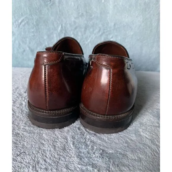 Johnston &amp; Murphy Brown Square Toe TASSLE Leather Dress Shoes mens 9.5 D