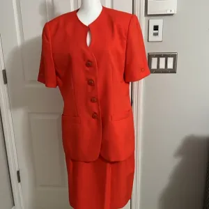 KASPER for A.S.L Vintage Red Midi Skit Sets Size 14 NEW