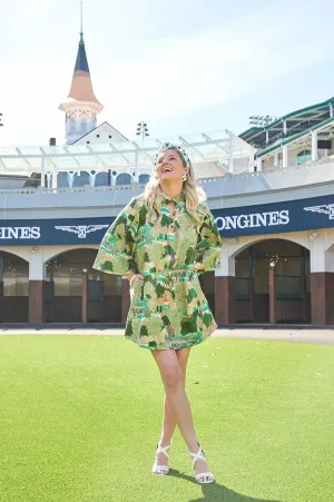 Kentucky Derby x LAURA ASHLEY Green Horse Race Caftan