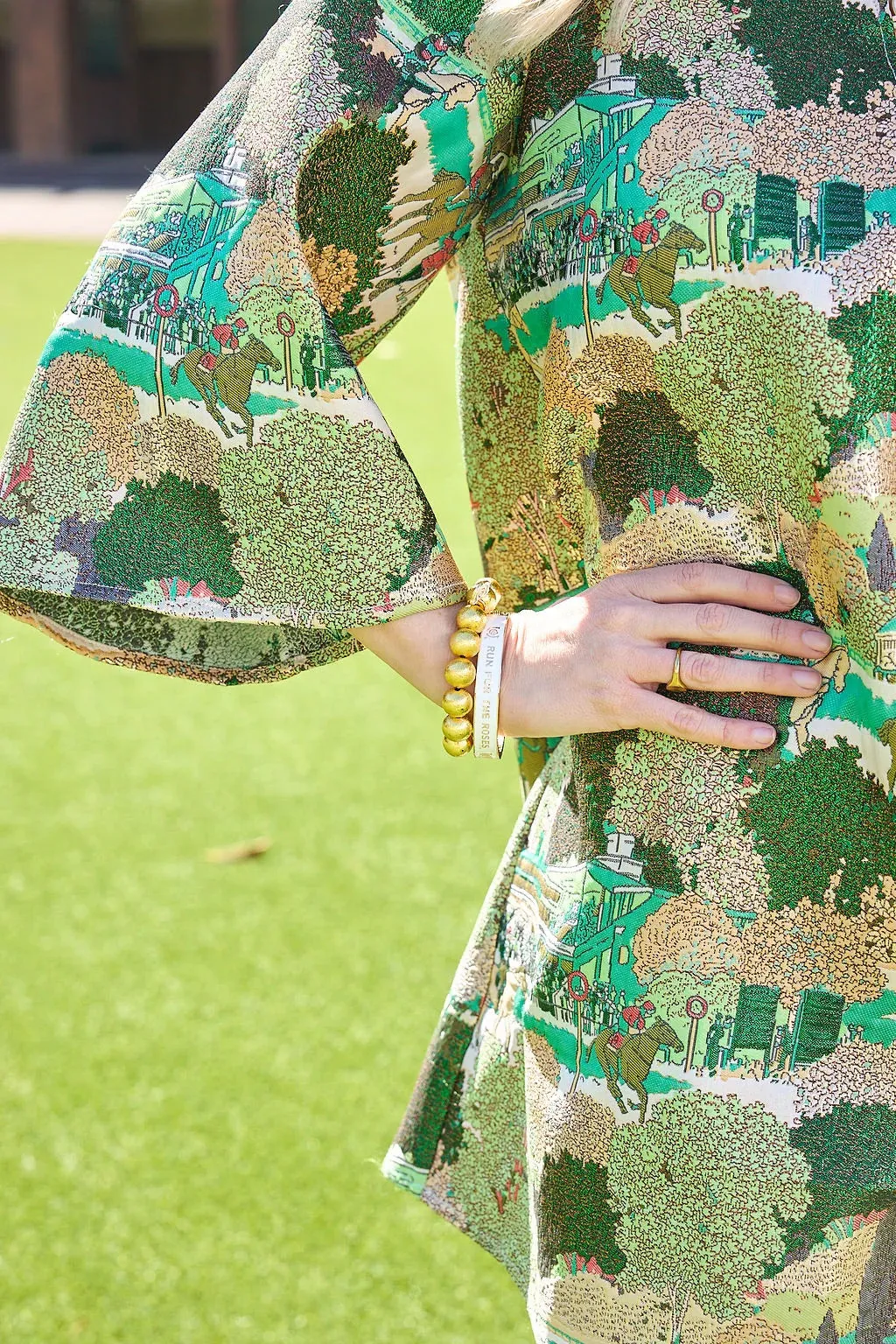 Kentucky Derby x LAURA ASHLEY Green Horse Race Caftan