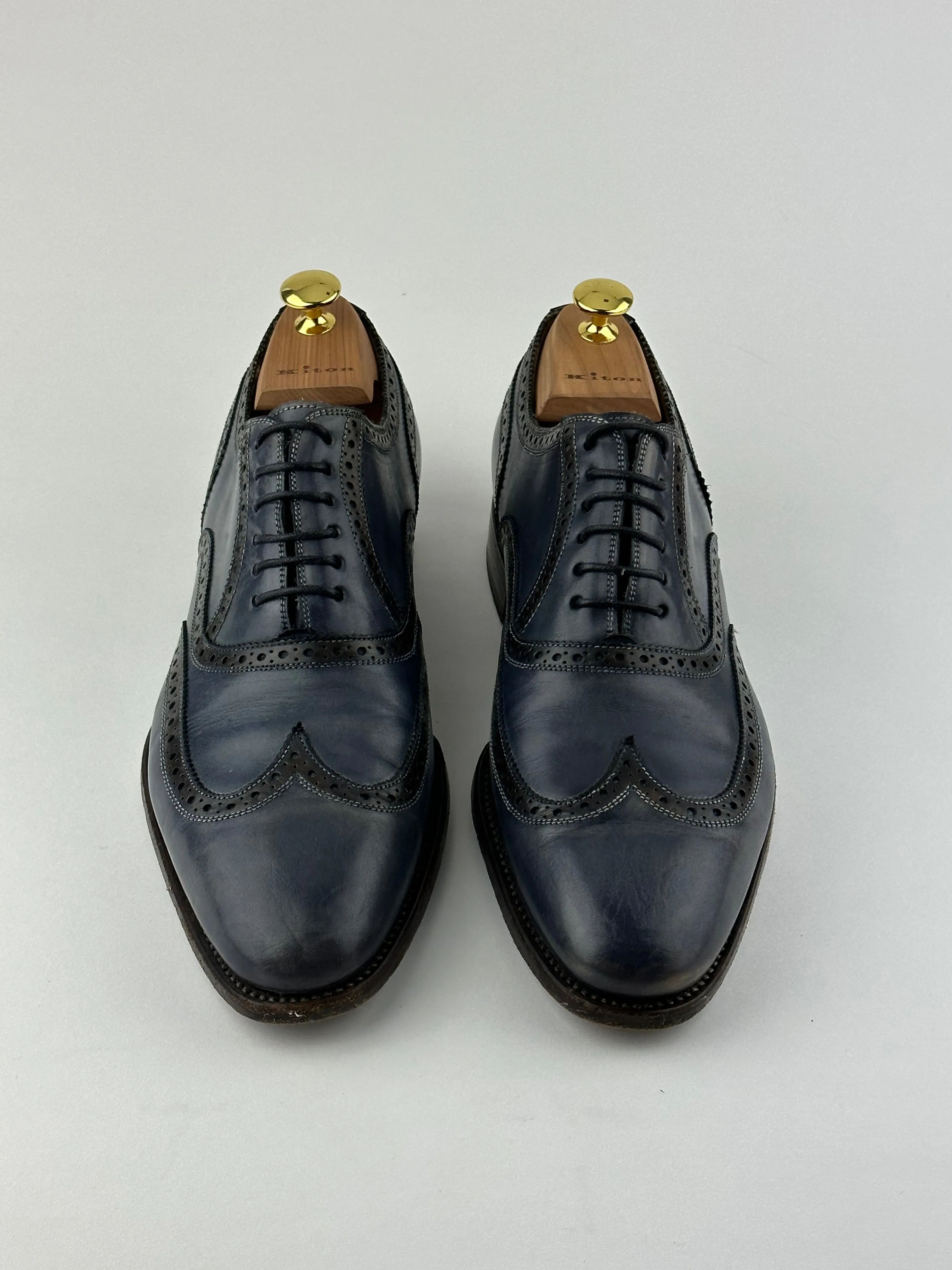 Kiton Blue Wingtip Oxford Shoes