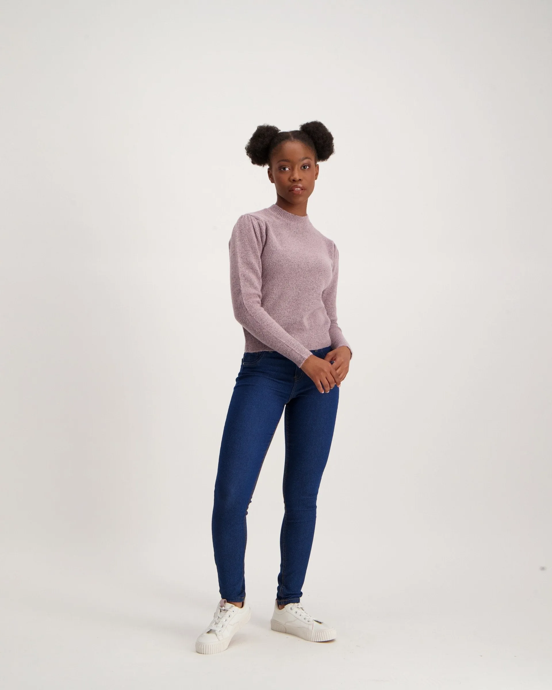 Ladies Puff Sleeve Pullover - Mauve