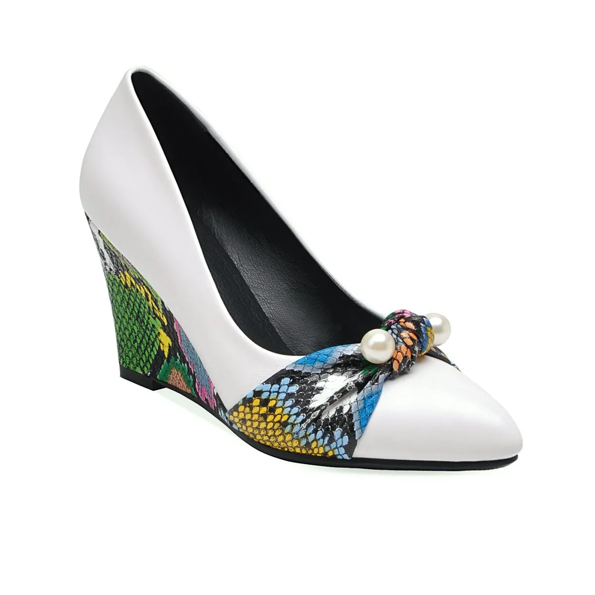 Lady Pattern High-heeled Slope-heeled 33-43 Plus Size Shallow-mouthed Wedges Shoes