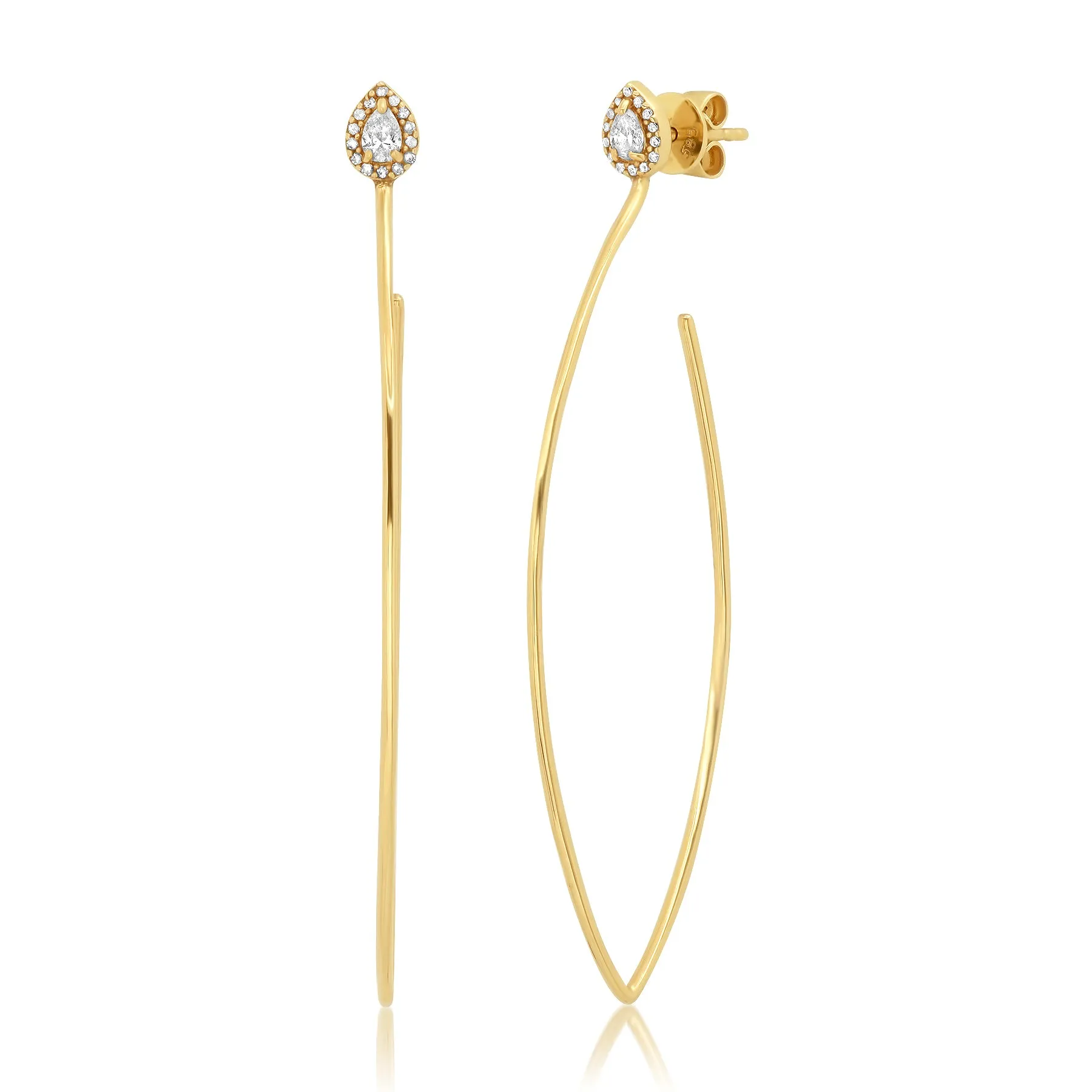 LARGE DIAMOND POWER WIRE EARRINGS, GOLD