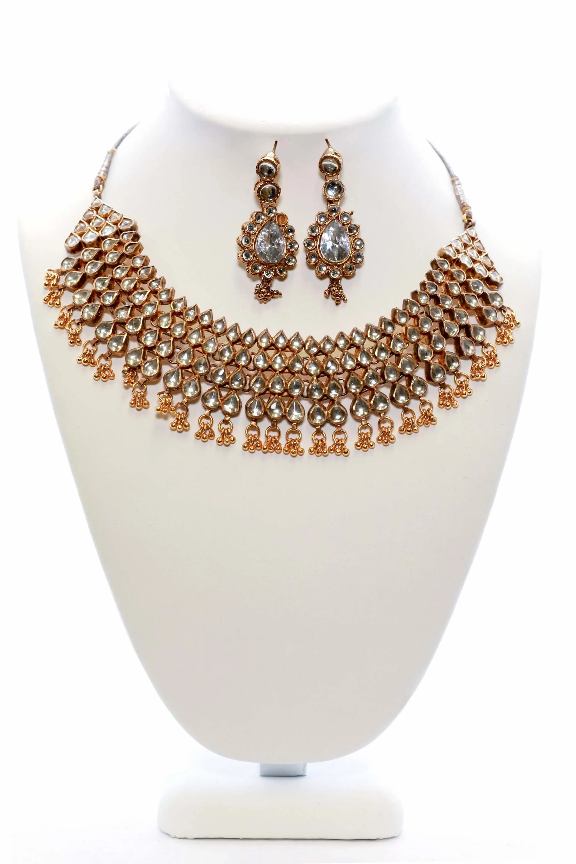 Large Golden Necklace and Earring Set