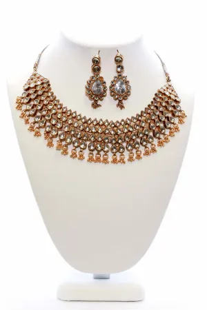 Large Golden Necklace and Earring Set