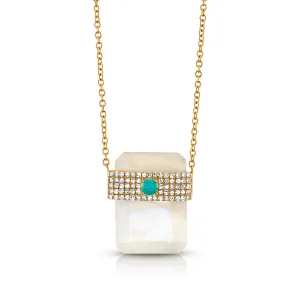 LARGE ODYSSEY MOONSTONE & DIAMOND TURQUOISE NECKLACE, 14kt Gold