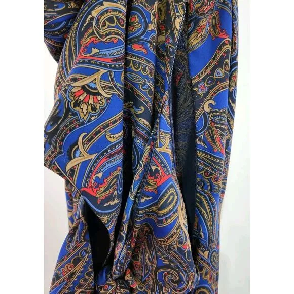 Lauren Ralph Lauren Size 6 Dress Faux Wrap Paisley Long Sleeve Midi