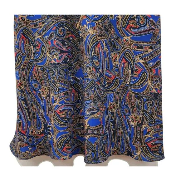 Lauren Ralph Lauren Size 6 Dress Faux Wrap Paisley Long Sleeve Midi