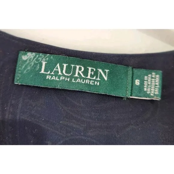 Lauren Ralph Lauren Size 6 Dress Faux Wrap Paisley Long Sleeve Midi