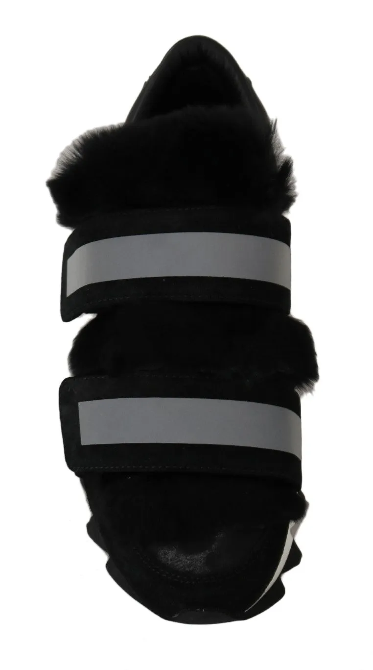 Leopard Leather Black Fur Sneakers