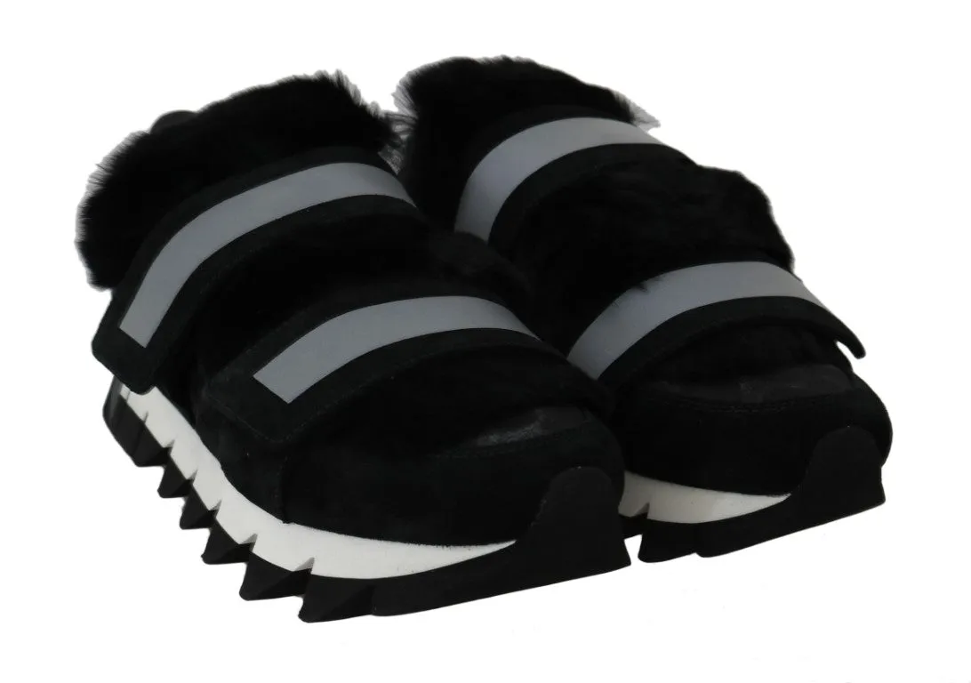 Leopard Leather Black Fur Sneakers