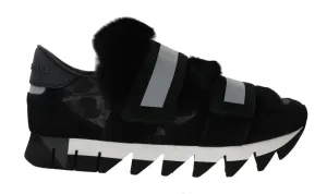 Leopard Leather Black Fur Sneakers