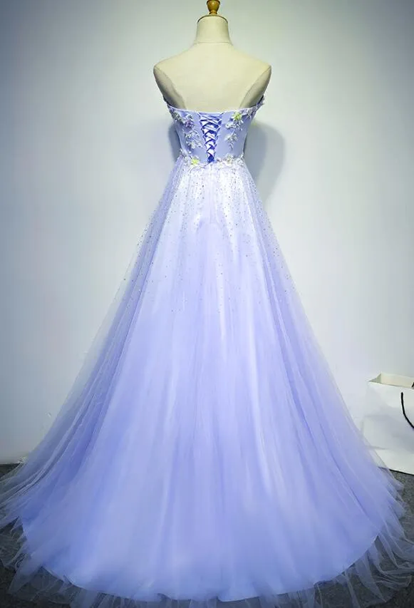 Light Blue Elegant Princess Prom Dress, Tulle Junior Prom Dress, Party Dress