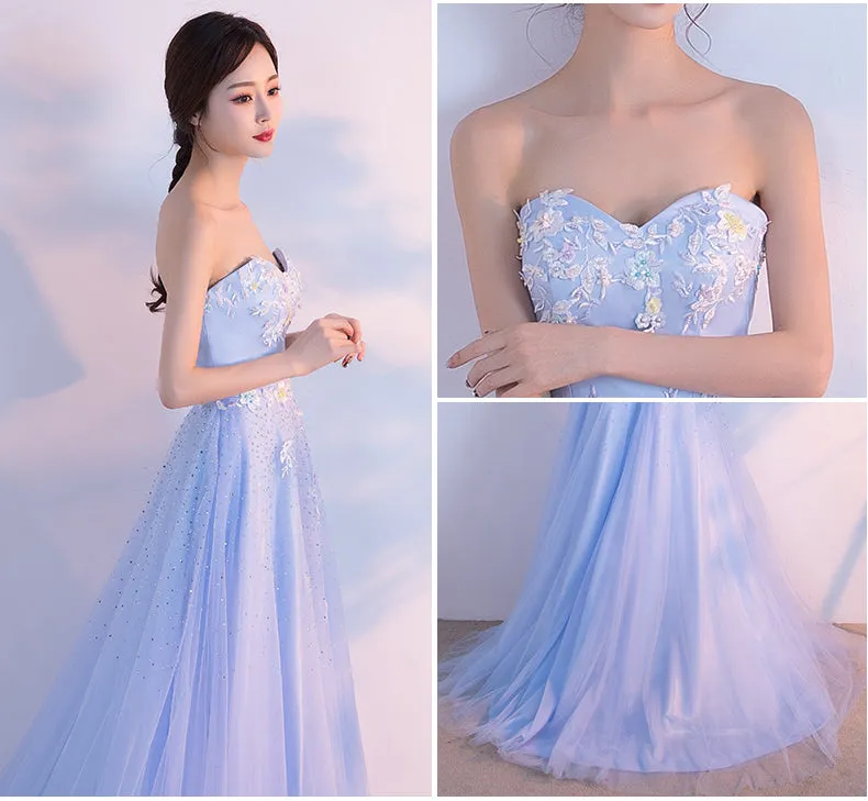 Light Blue Elegant Princess Prom Dress, Tulle Junior Prom Dress, Party Dress