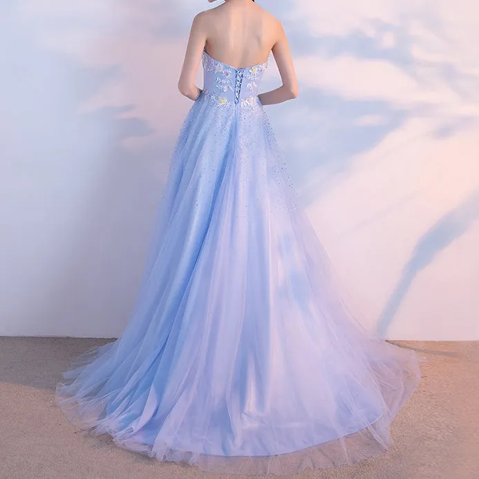 Light Blue Elegant Princess Prom Dress, Tulle Junior Prom Dress, Party Dress