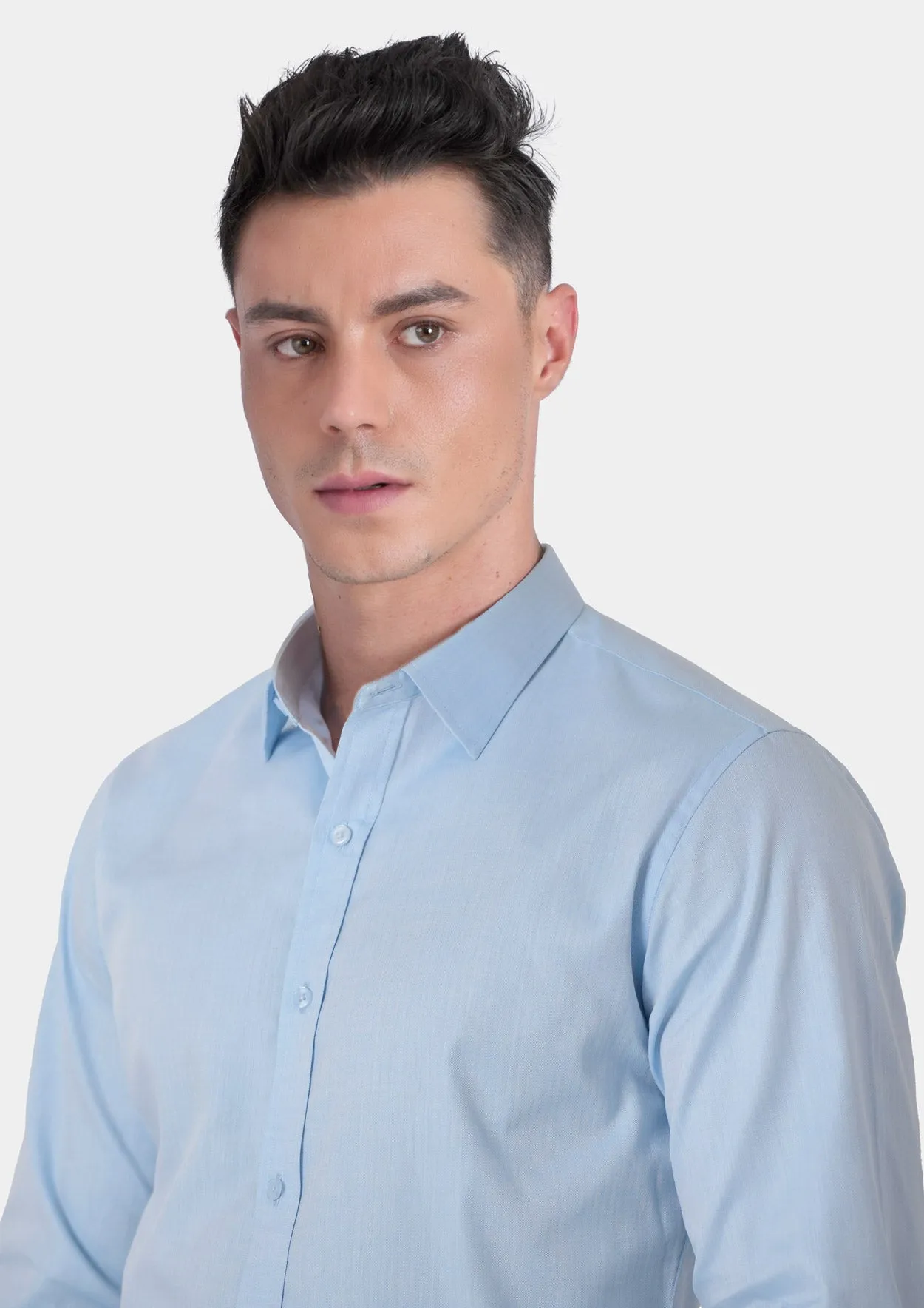Light Blue Herringbone Shirt