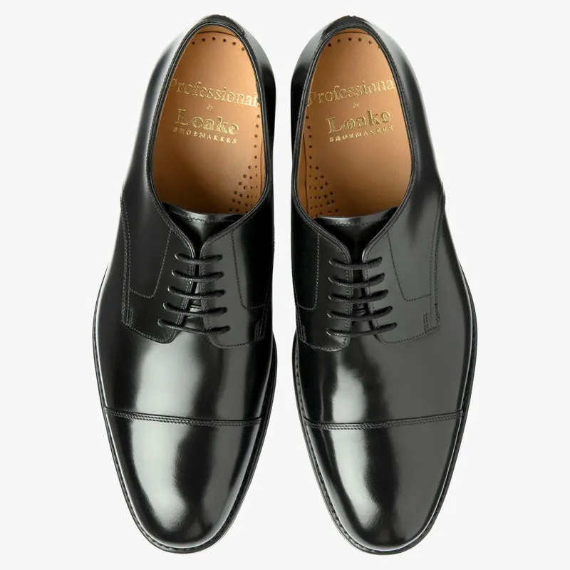LOAKE 305 Polished Derby Toe Cap Shoes in Black