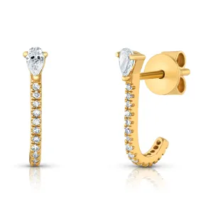 LOBE CRADLE DIAMOND EARRINGS, 14kt Gold