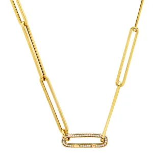 Long Paperclip Chain w/Open close Diamond Link  18"