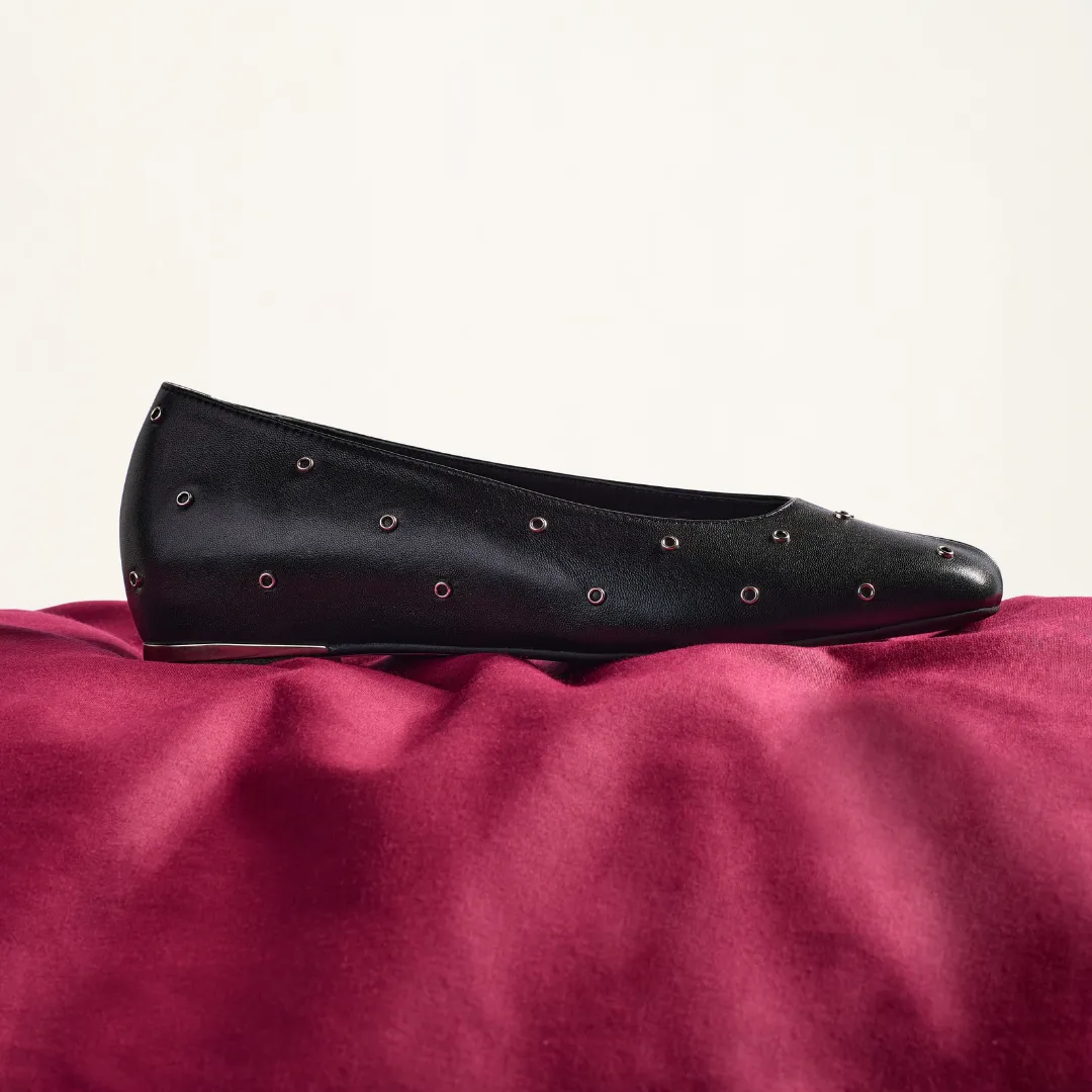Lucinda - Black Studded Leather