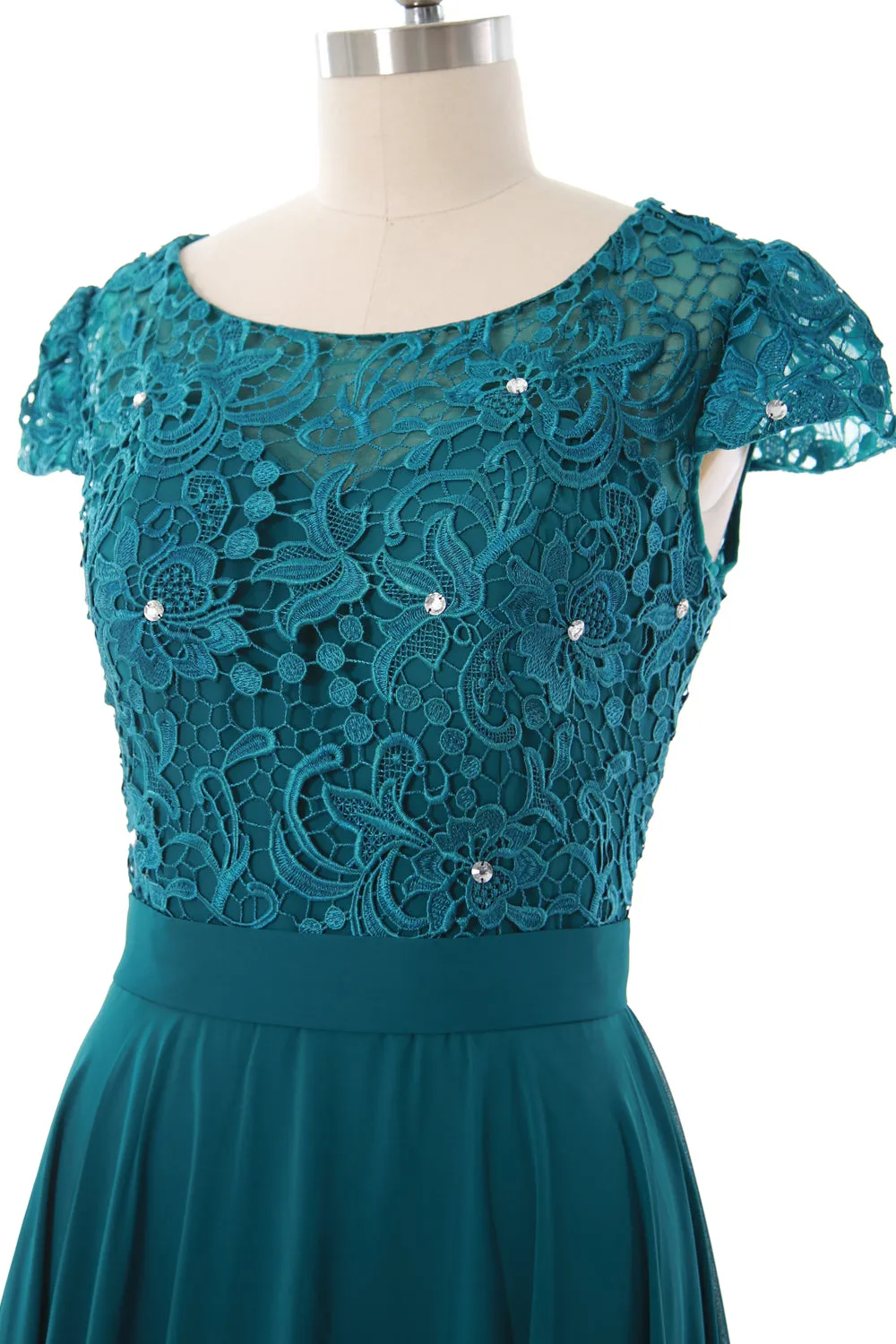 MACloth Women Cap Sleeve Mother of Brides Dress Vintage Lace Evening Formal Gown