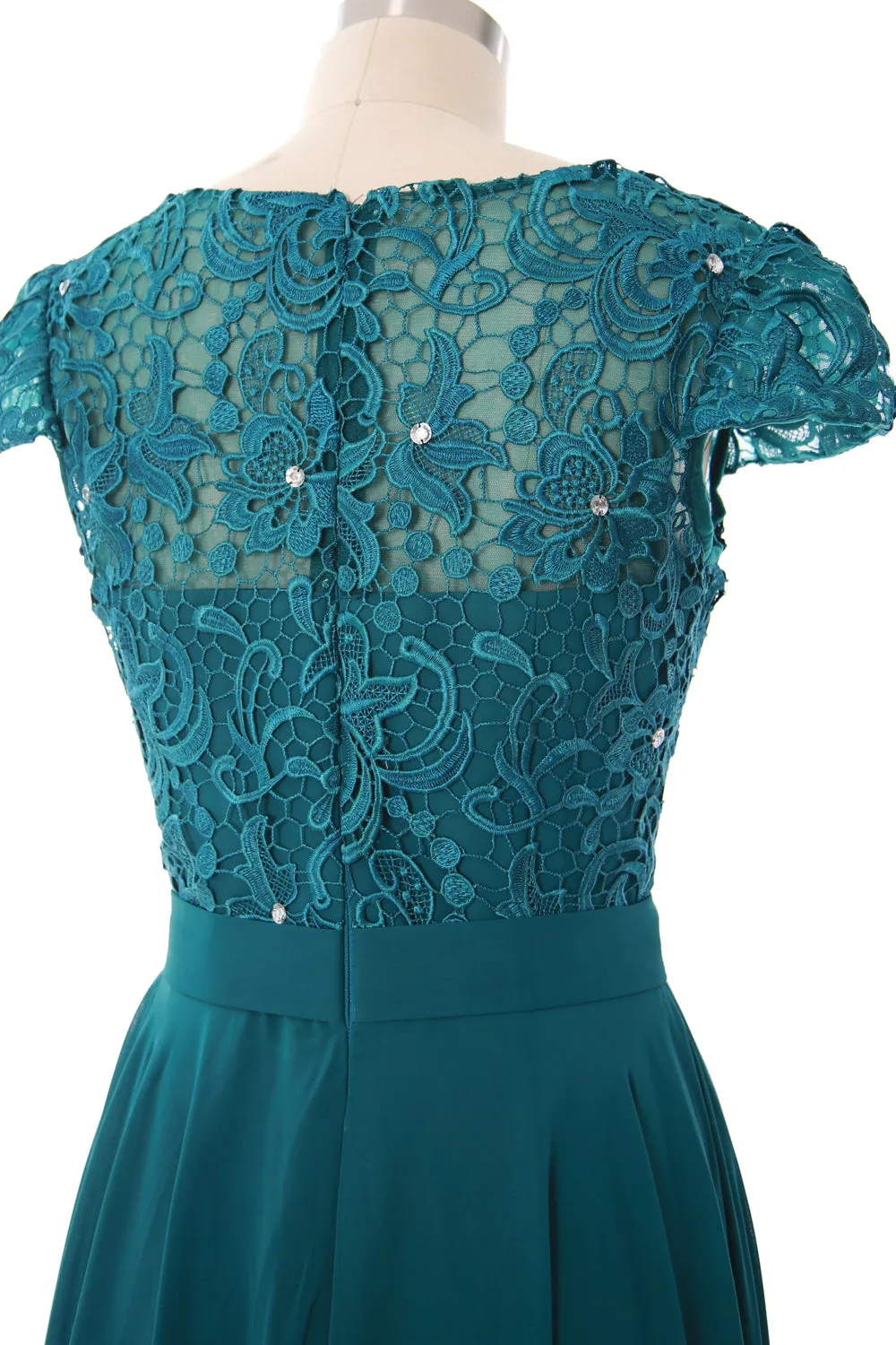 MACloth Women Cap Sleeve Mother of Brides Dress Vintage Lace Evening Formal Gown