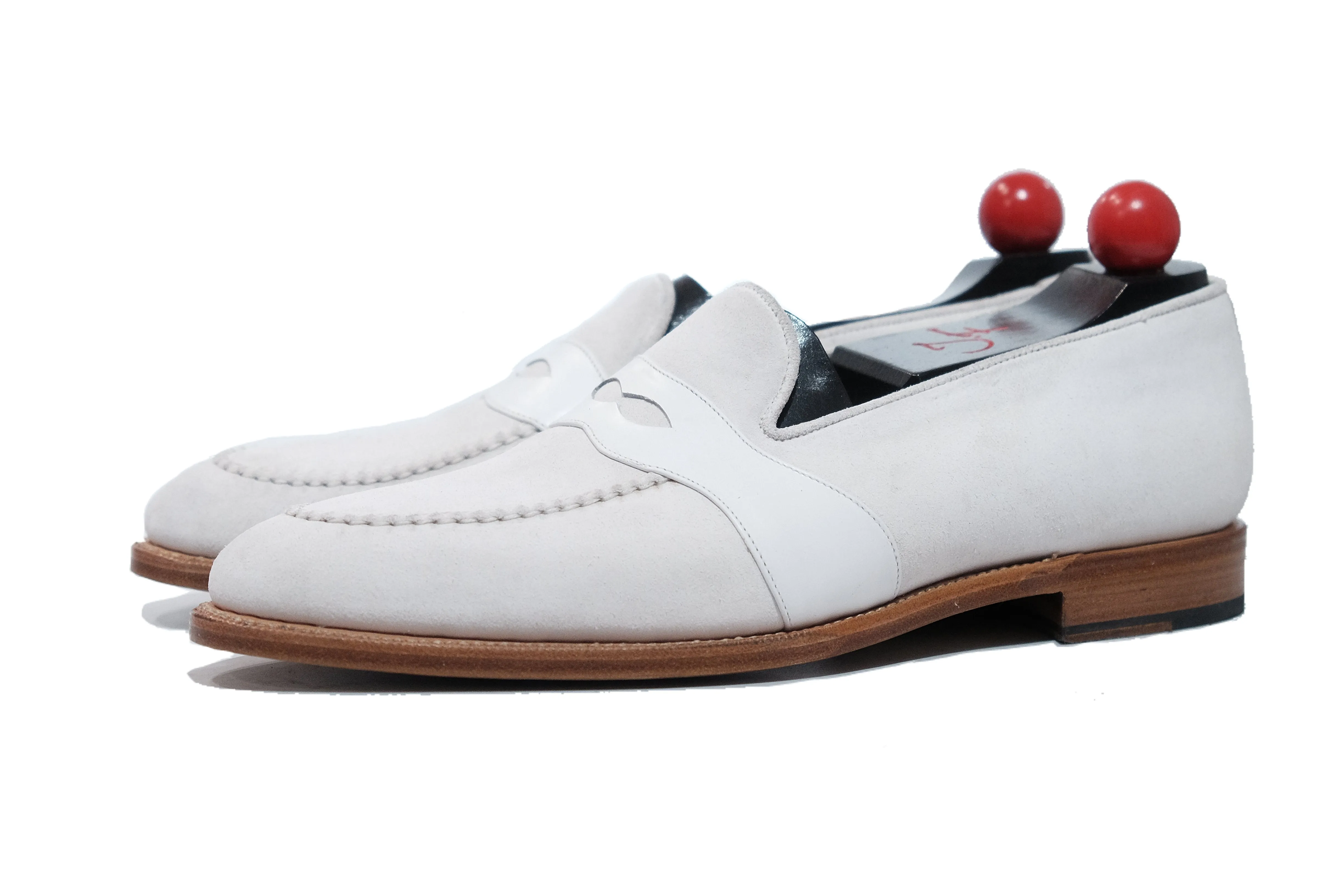 Madison - MTO - White Suede / White Calf - TMG Last - Single Leather Sole