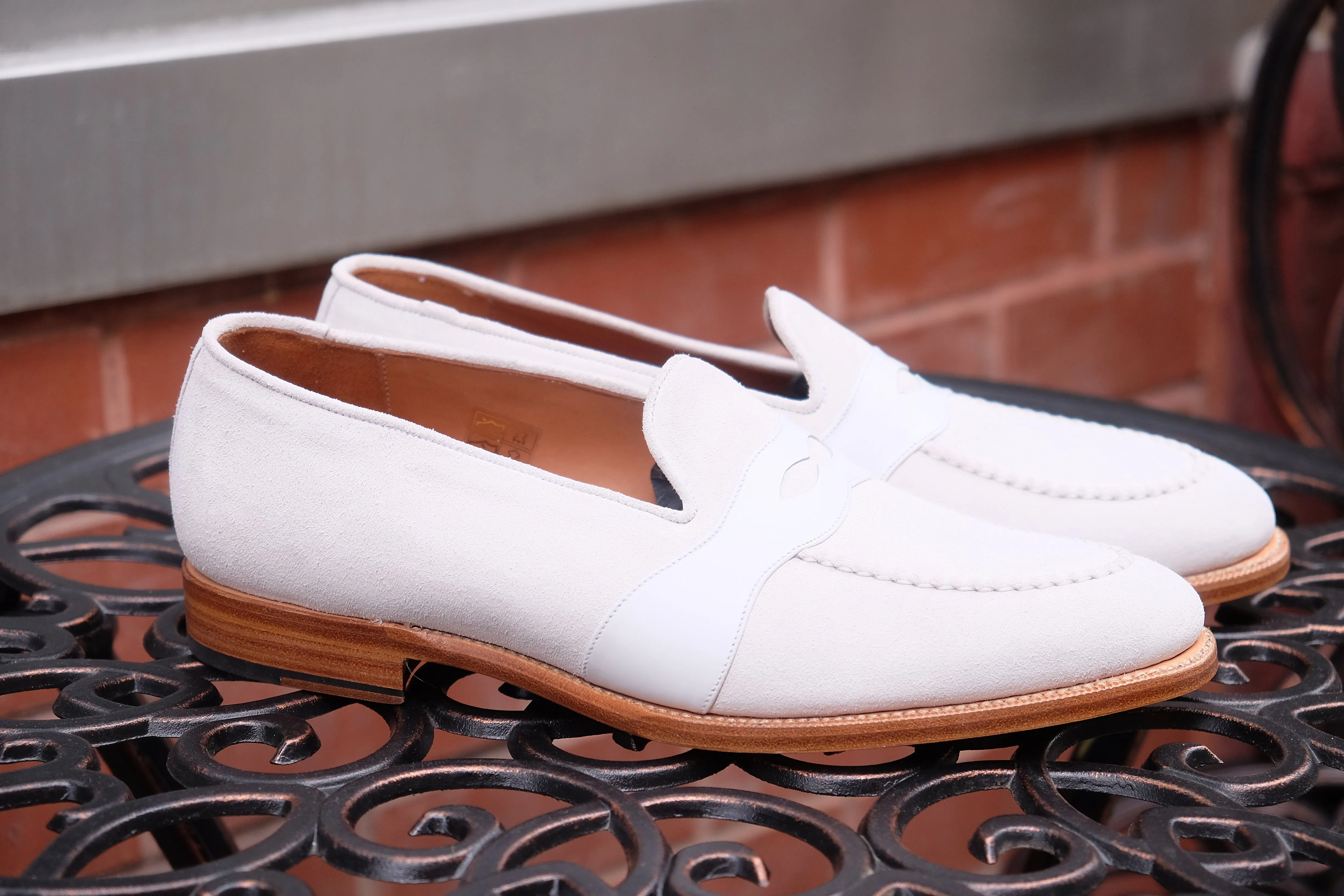 Madison - MTO - White Suede / White Calf - TMG Last - Single Leather Sole