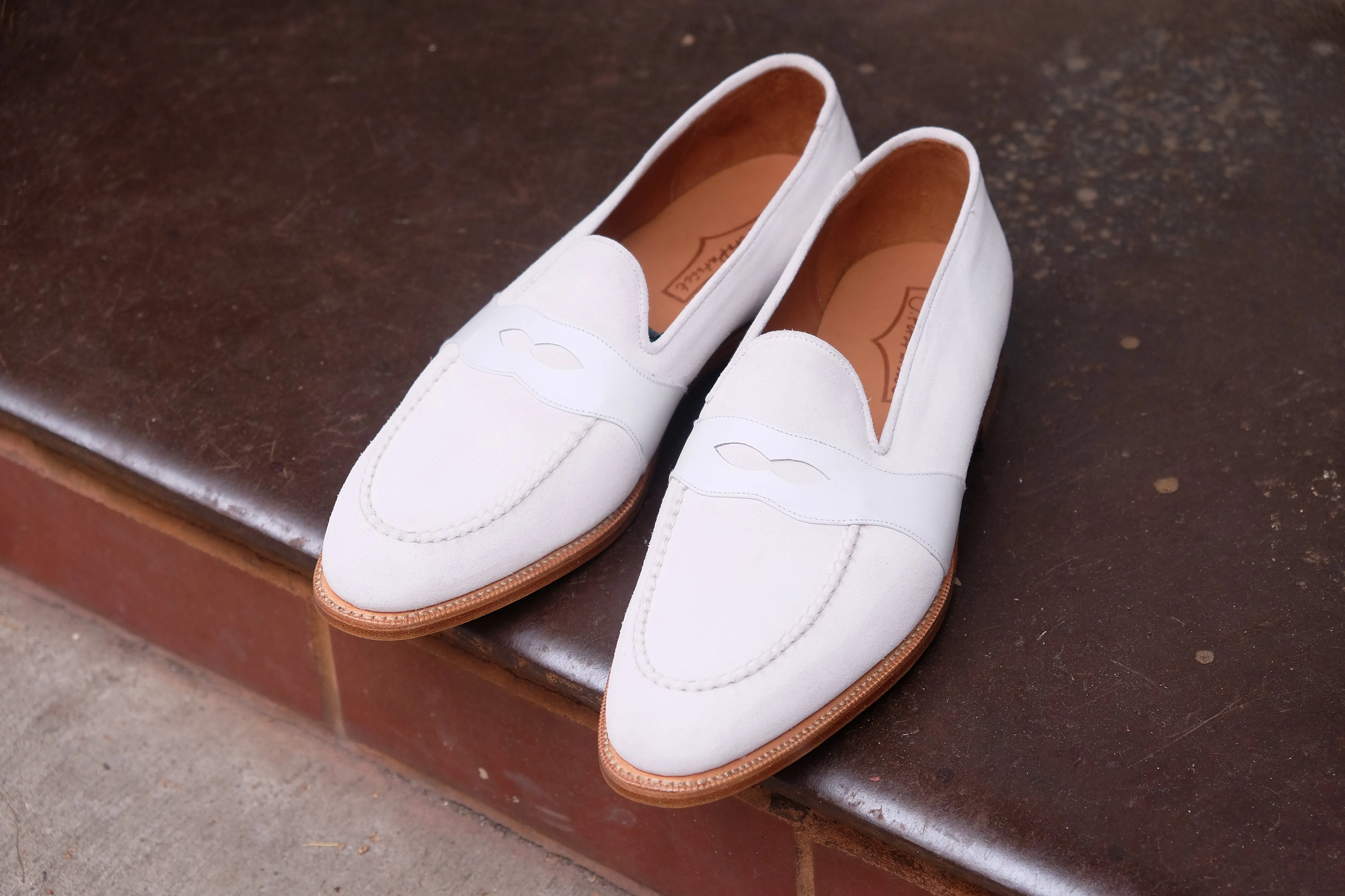 Madison - MTO - White Suede / White Calf - TMG Last - Single Leather Sole
