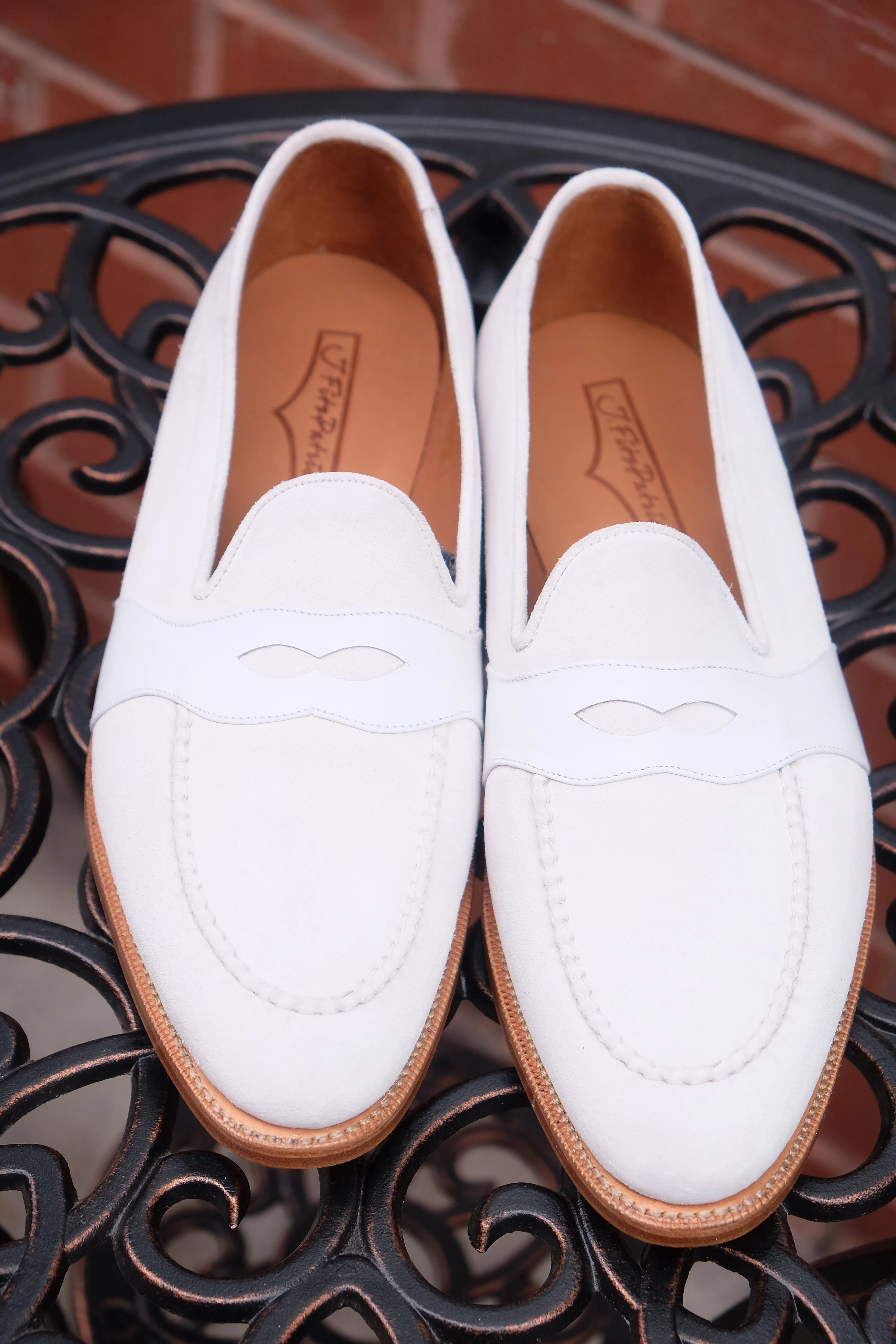 Madison - MTO - White Suede / White Calf - TMG Last - Single Leather Sole